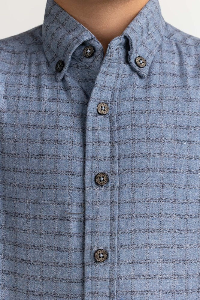 Junior Boy Sky Checkered Casual Shirt - Image 2
