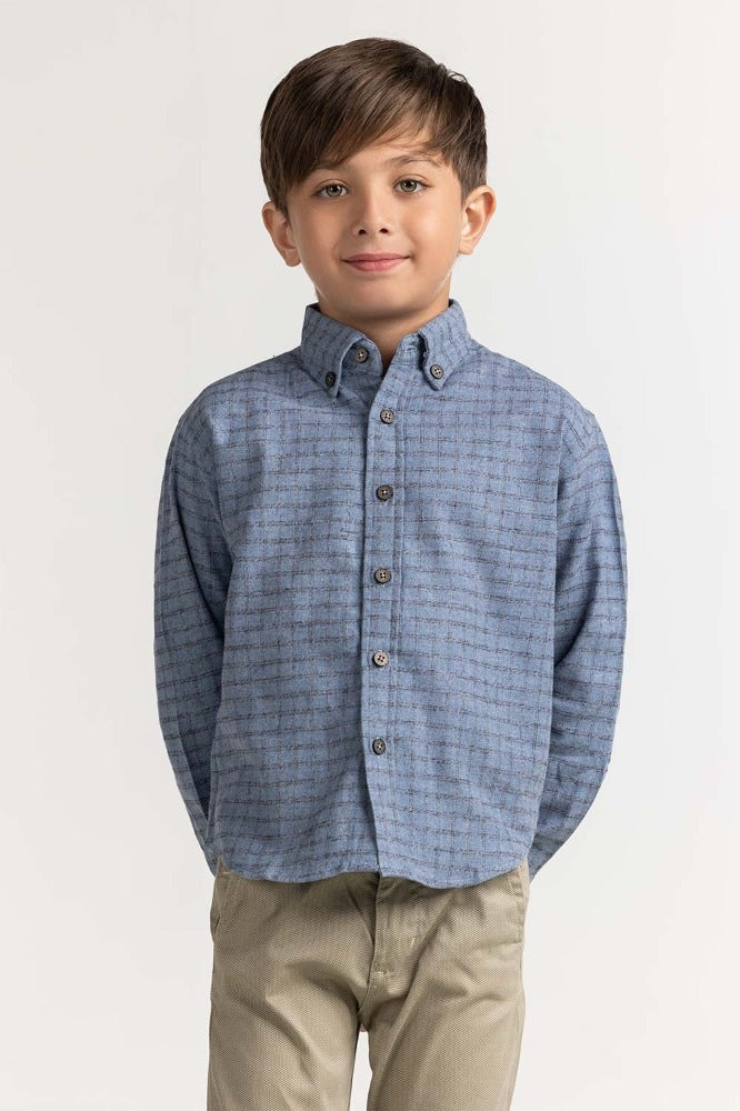 Junior Boy Sky Checkered Casual Shirt - Image 6