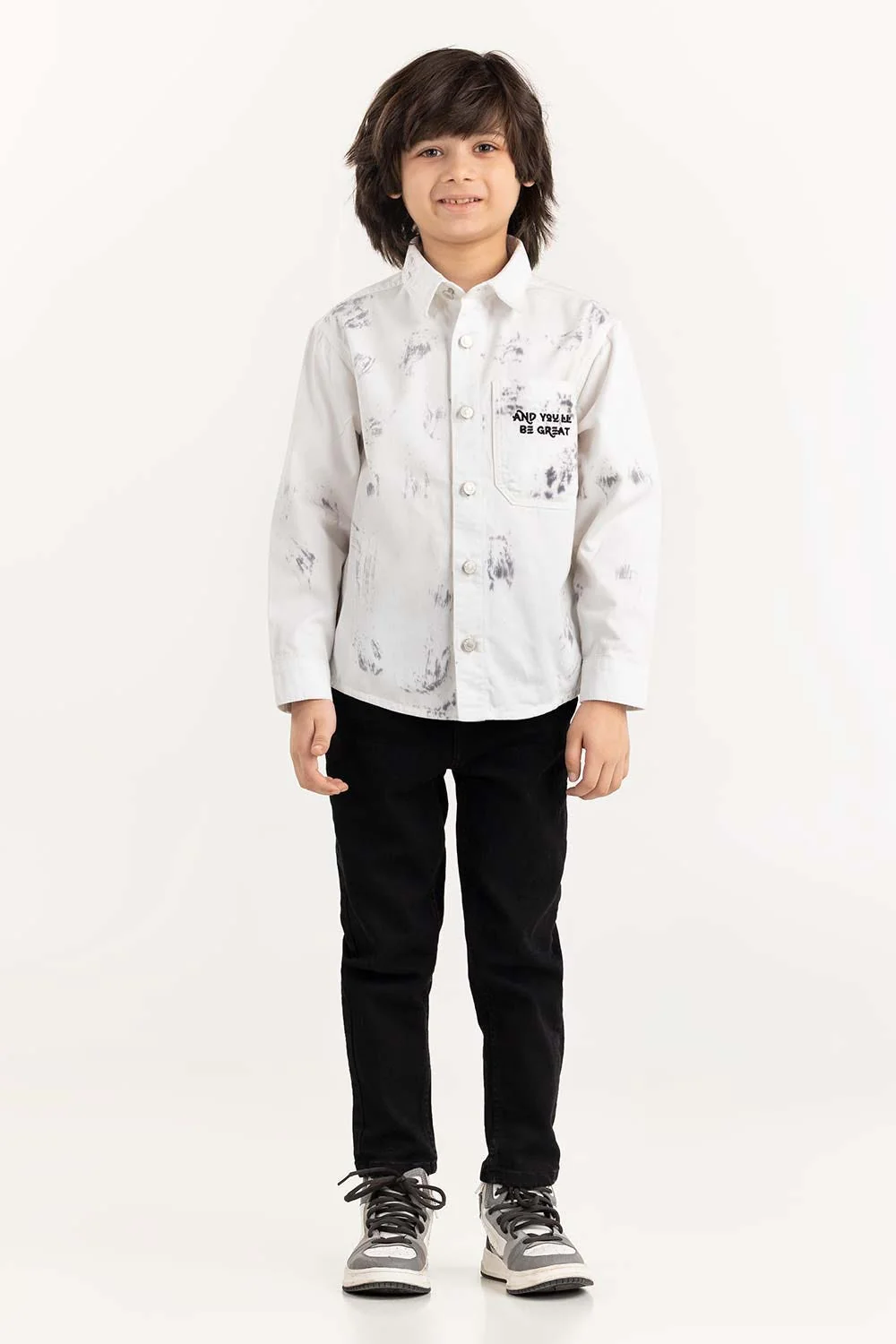 Junior Boy White Button Down Shirt
