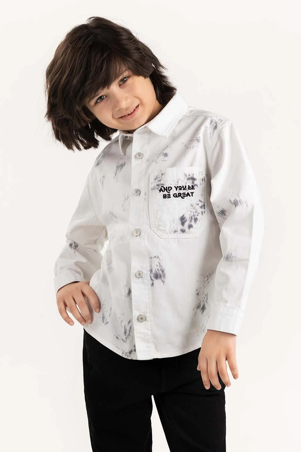 Junior Boy White Button Down Shirt - Image 2