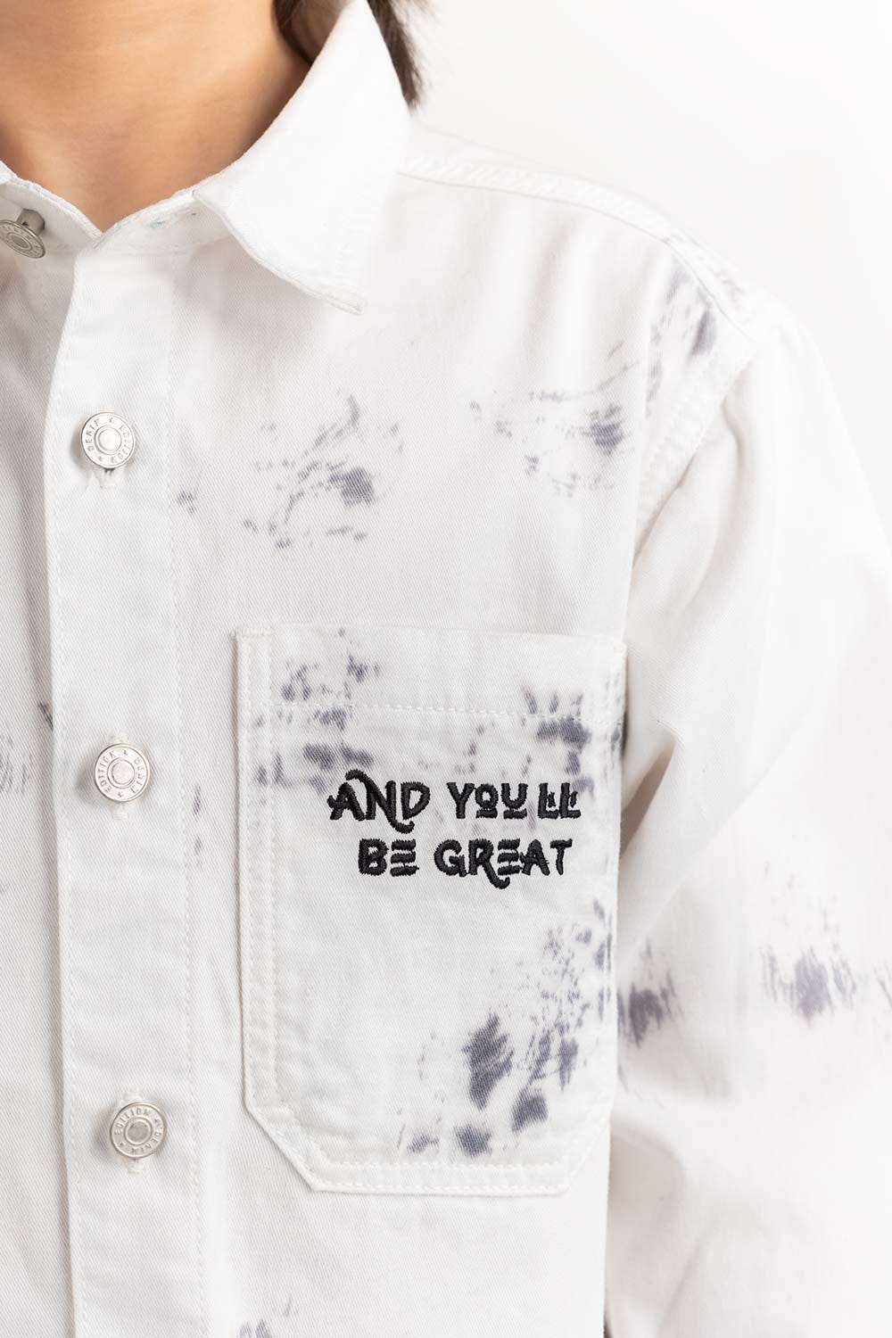 Junior Boy White Button Down Shirt - Image 3