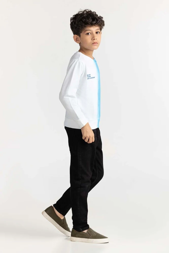 Junior Boy White Printed Sweatshirt - Image 4