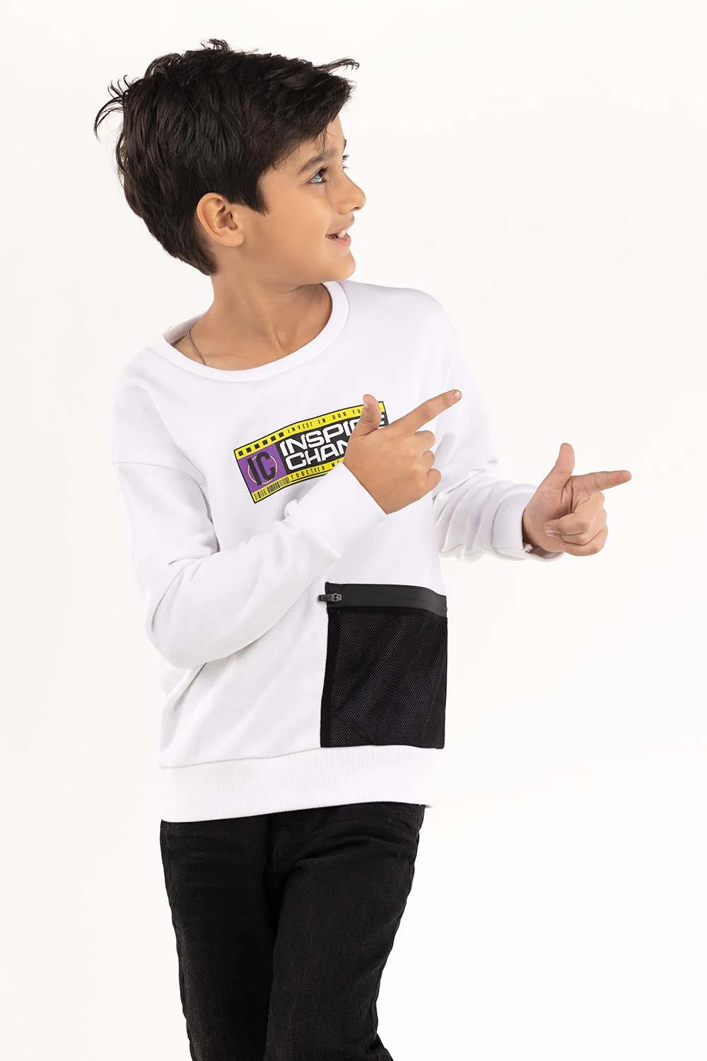 Junior Boy White Sweatshirt - Image 4