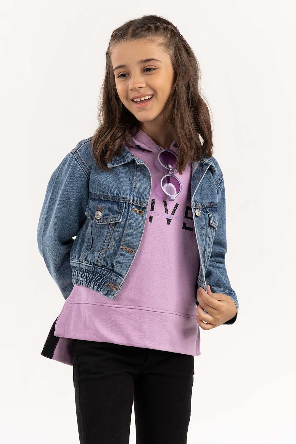 Junior Girl Cropped Denim Jacket - Image 2