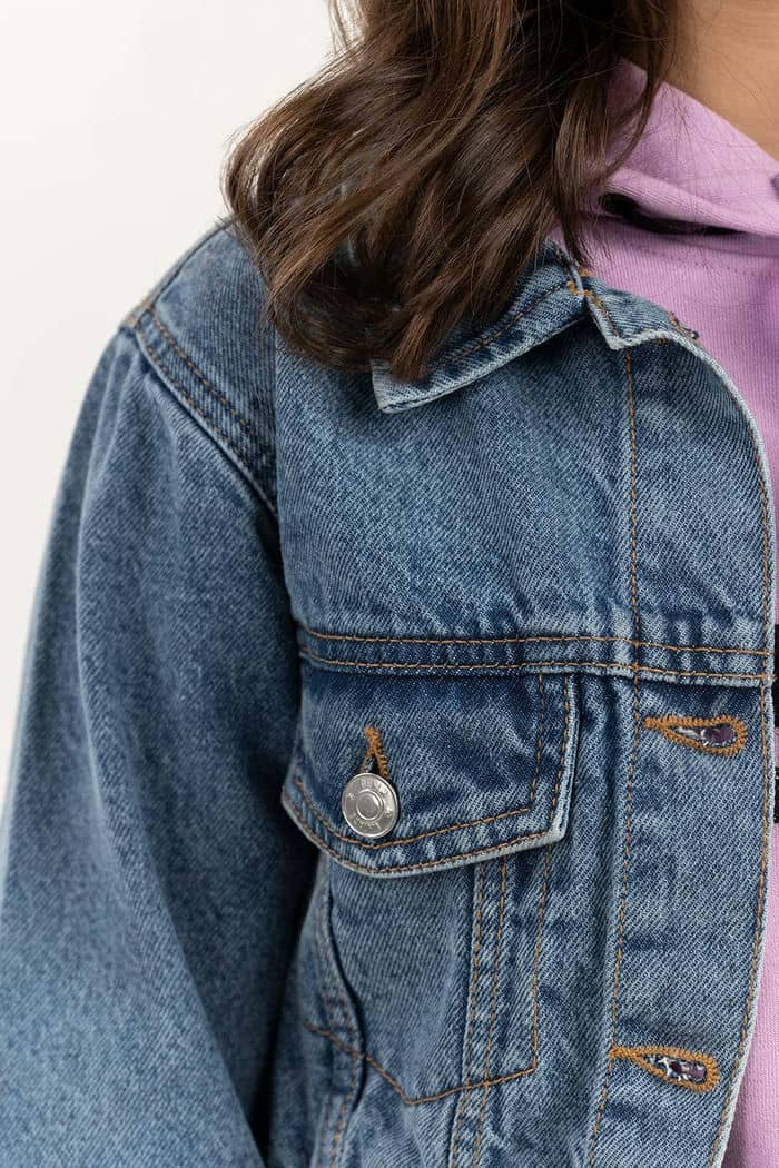Junior Girl Cropped Denim Jacket - Image 3
