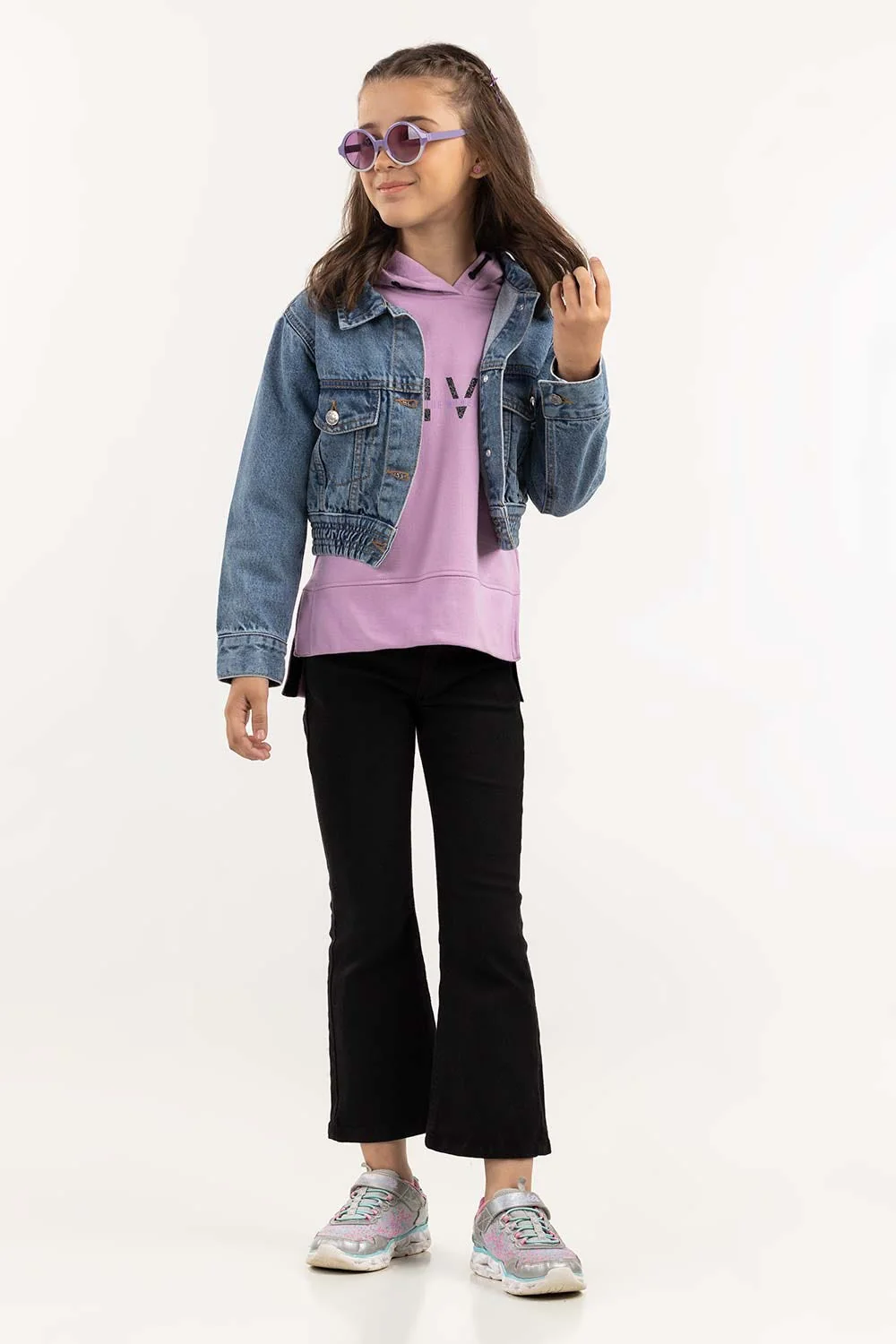 Junior Girl Cropped Denim Jacket - Image 4