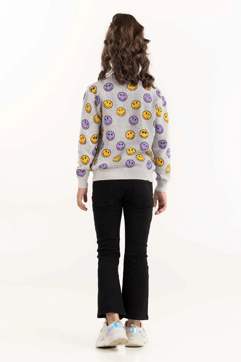 Junior Girl Grey Jacquard Sweater - Image 5