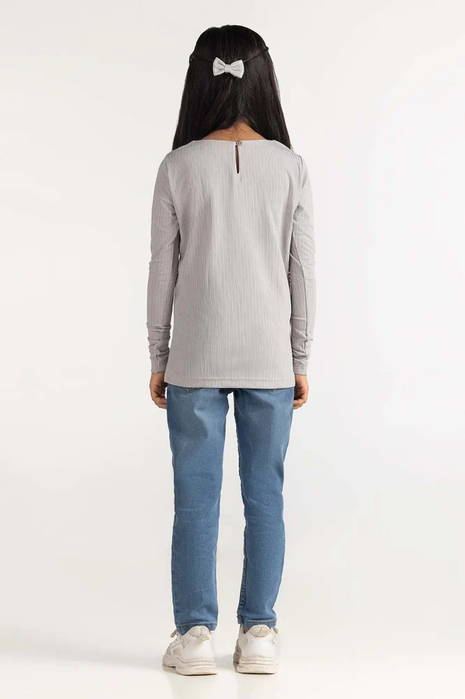 Junior Girl Grey Tee - Image 5