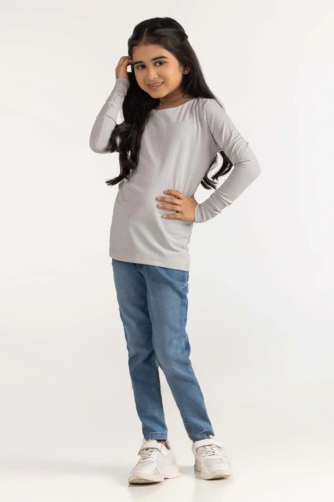 Junior Girl Grey Tee - Image 6