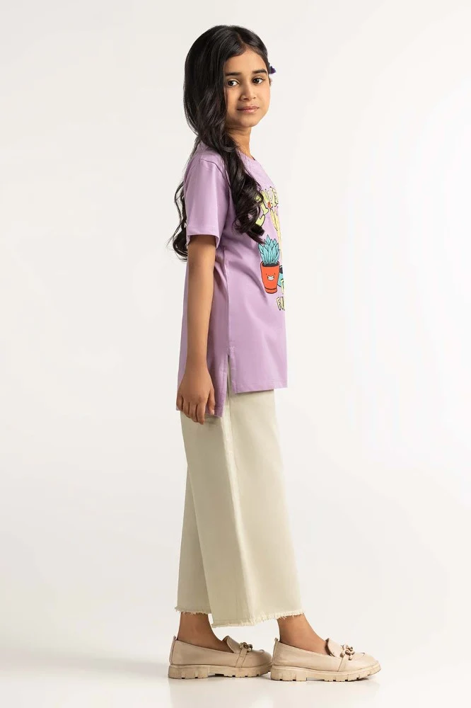 Junior Girl Lavender Printed Tee - Image 4