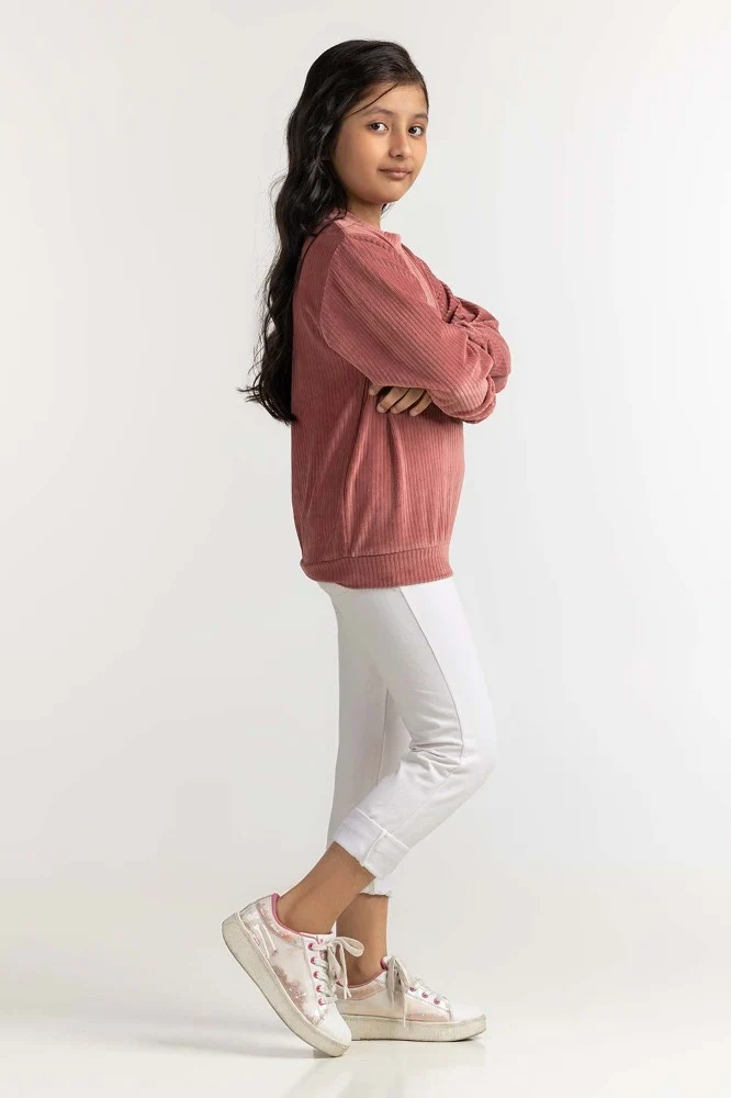 Junior Girl Maroon Basic Sweatshirt - Image 2
