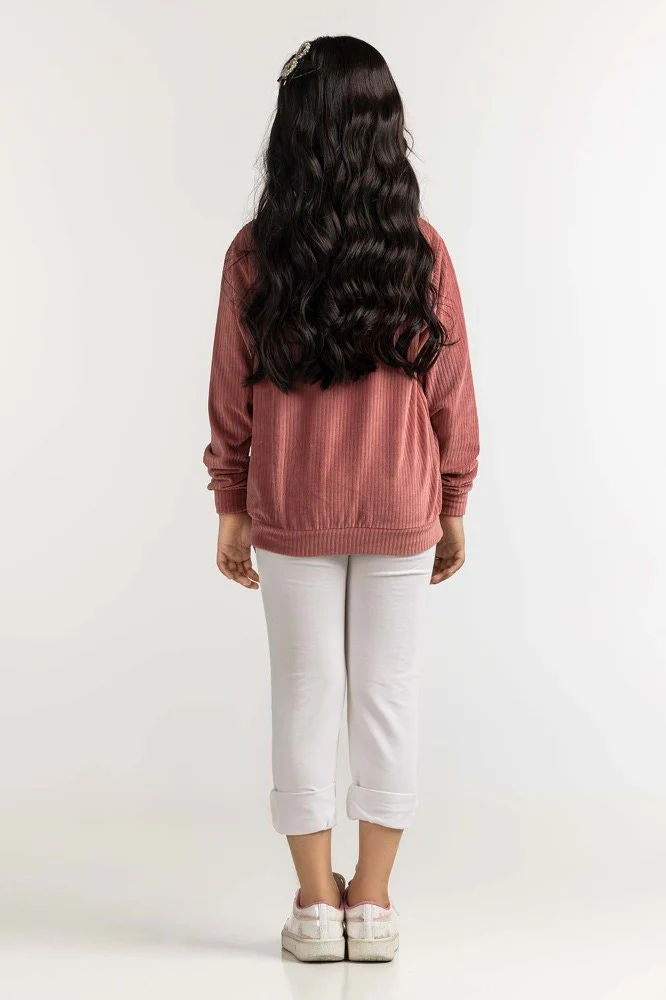 Junior Girl Maroon Basic Sweatshirt - Image 3