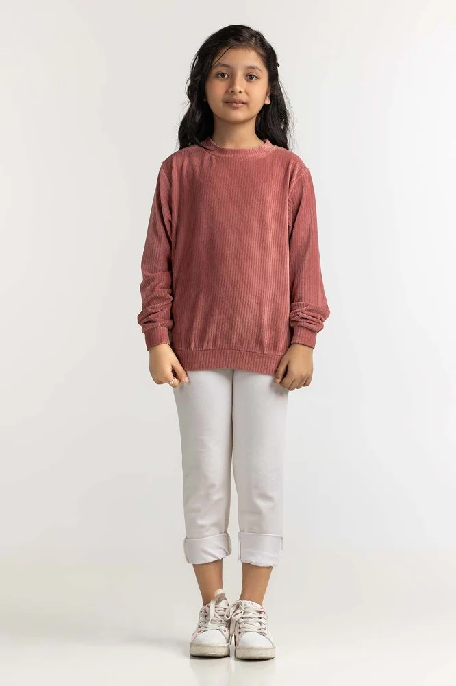Junior Girl Maroon Basic Sweatshirt - Image 4