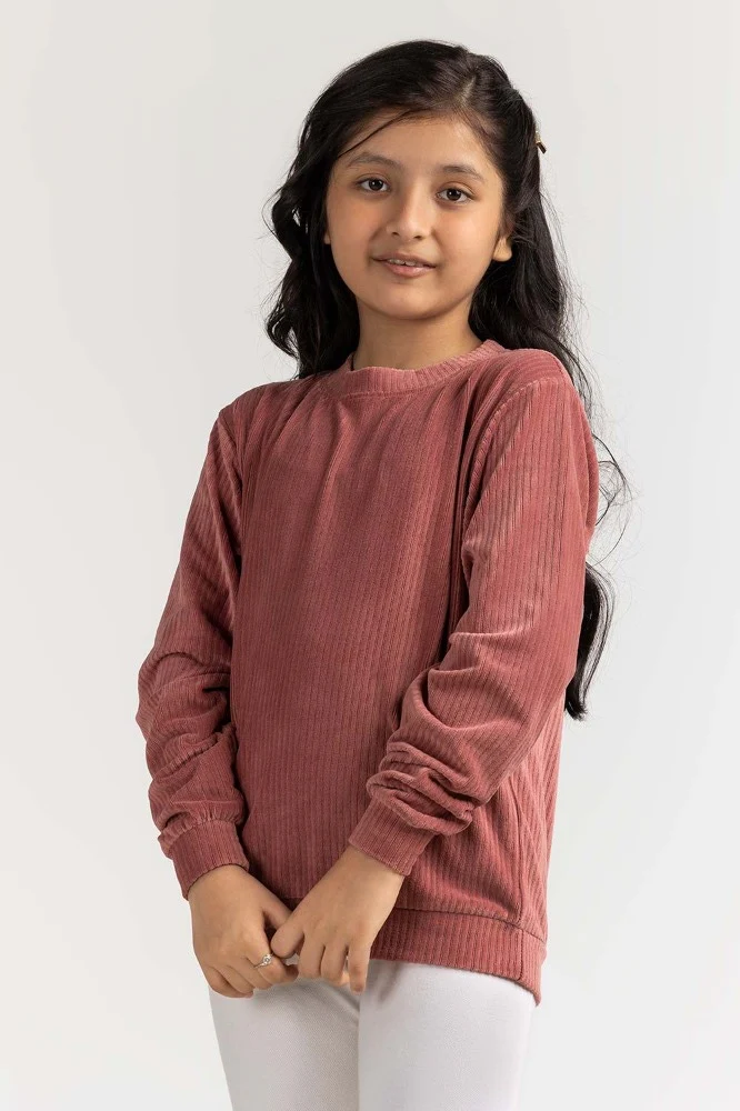 Junior Girl Maroon Basic Sweatshirt - Image 6