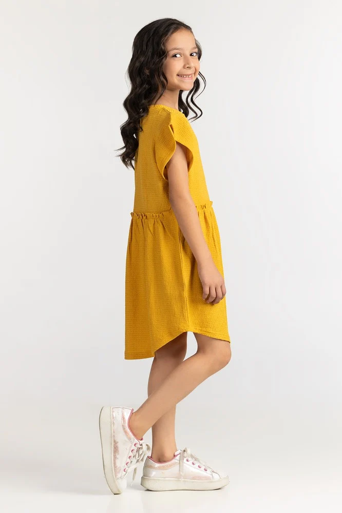 Junior Girl Mustard Basic Tee - Image 2