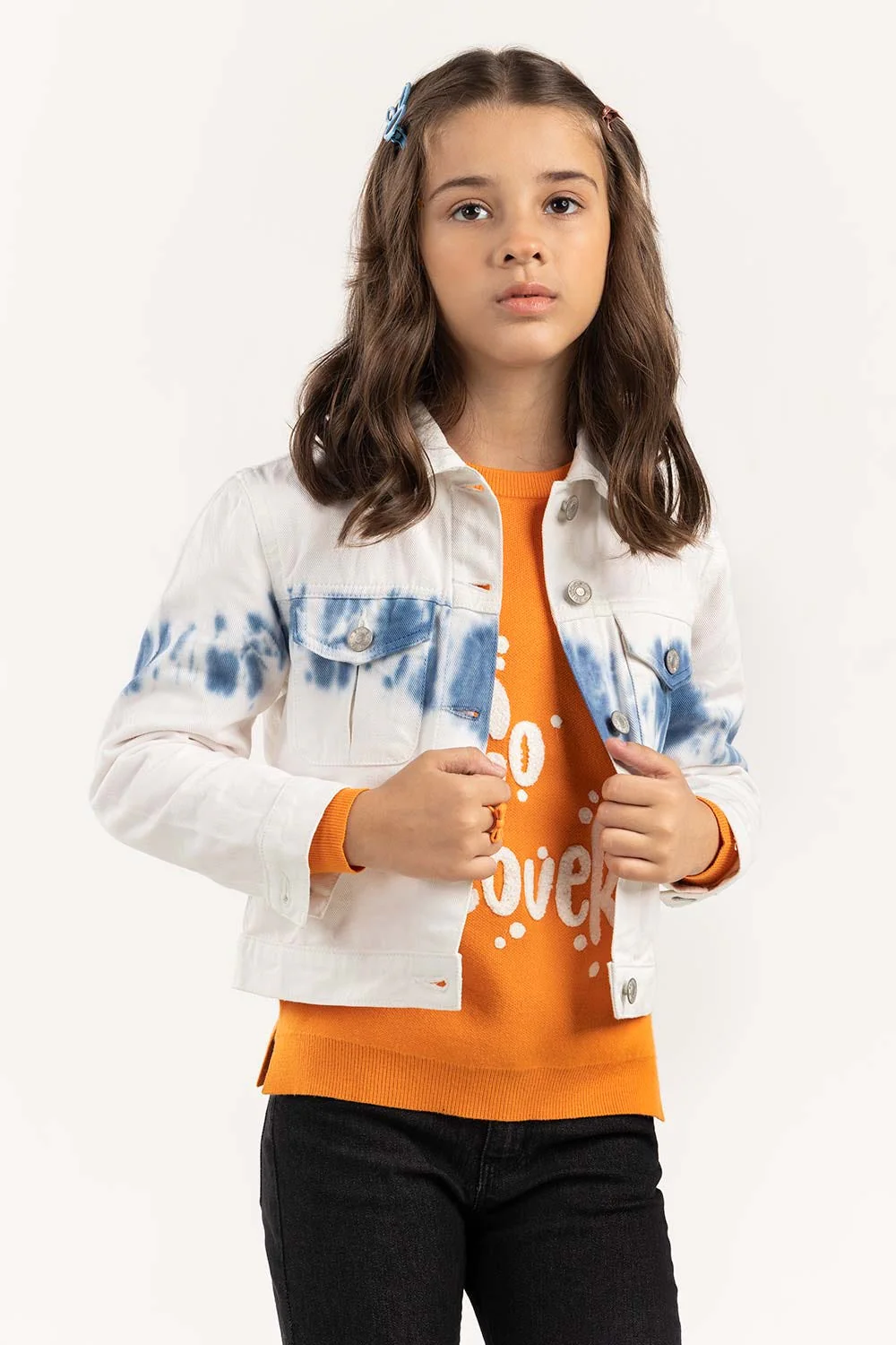 Junior Girl Non Denim Tie Dye Jacket - Image 2