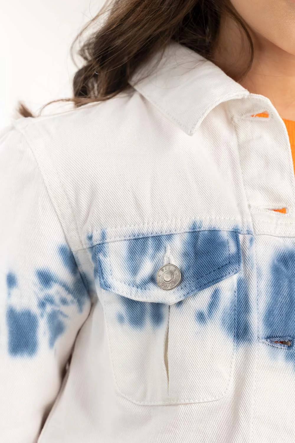 Junior Girl Non Denim Tie Dye Jacket - Image 3