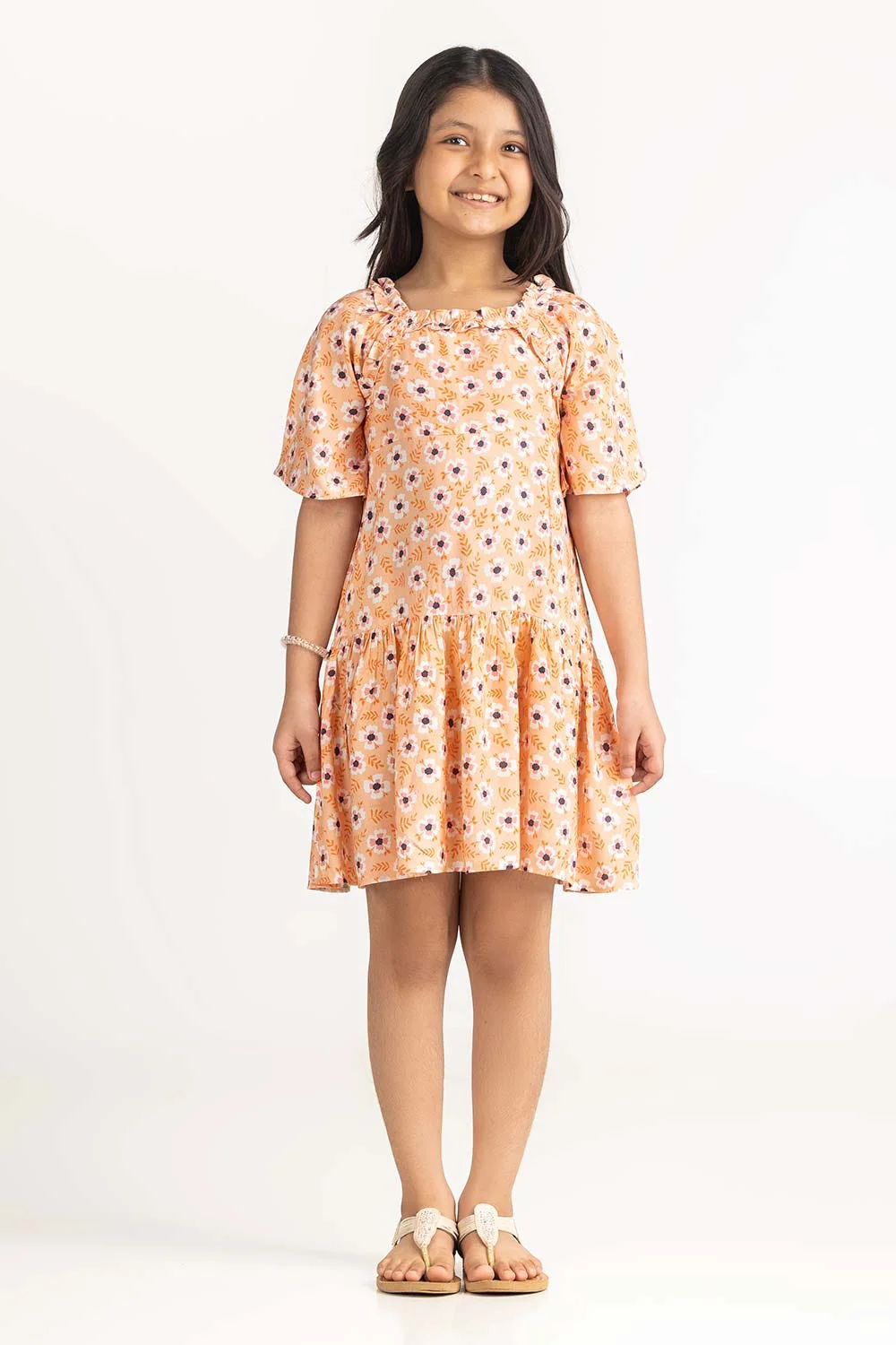Junior Girl Peach Dress - Image 2