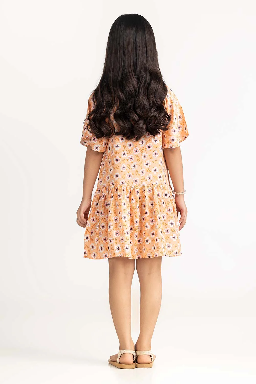 Junior Girl Peach Dress - Image 4