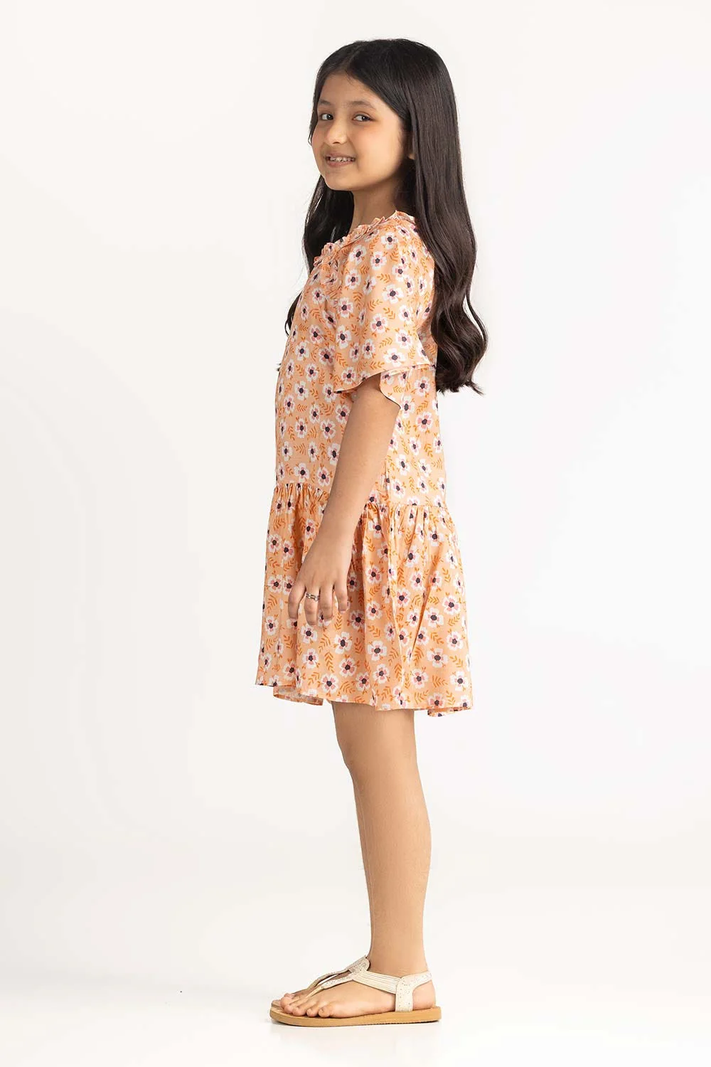 Junior Girl Peach Dress - Image 5