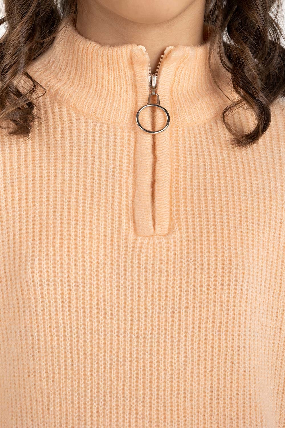 Junior Girl Peach Sweater With - Image 3