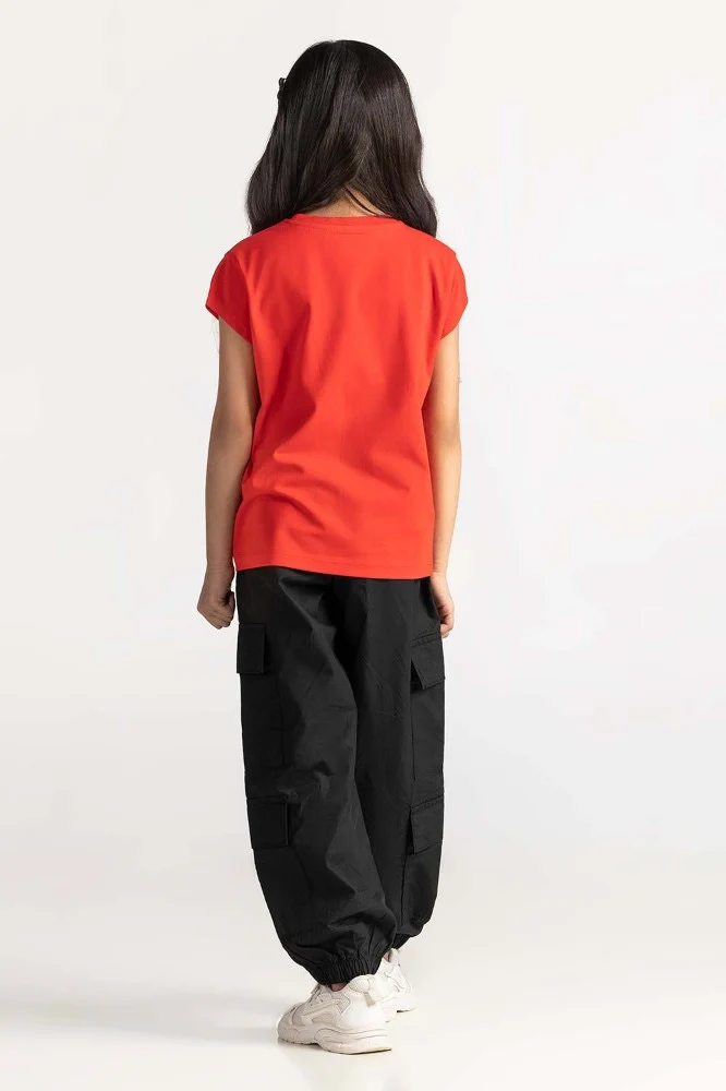 Junior Girl Red Printed Tee - Image 5