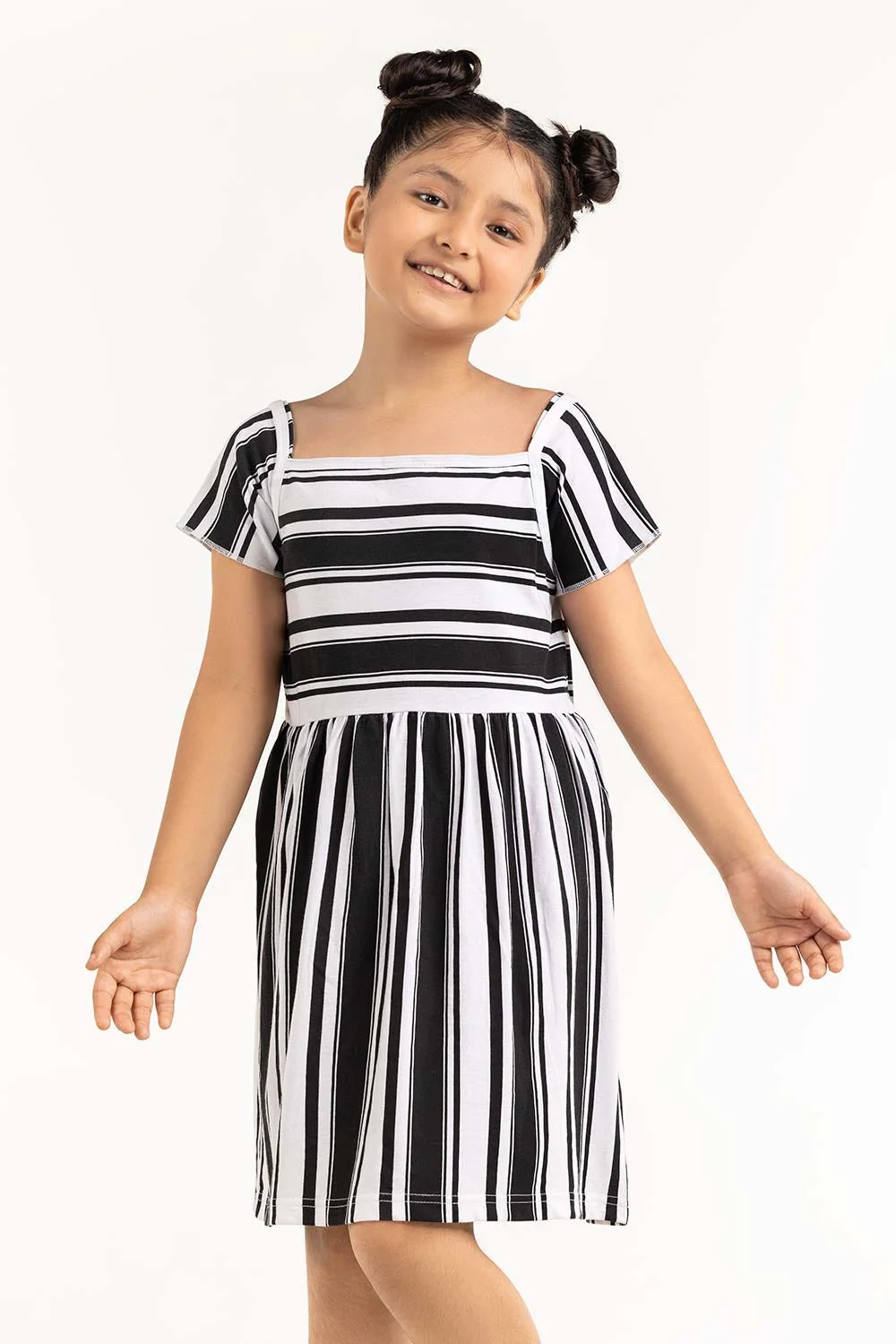 Junior Girl White And Black Dress - Image 2
