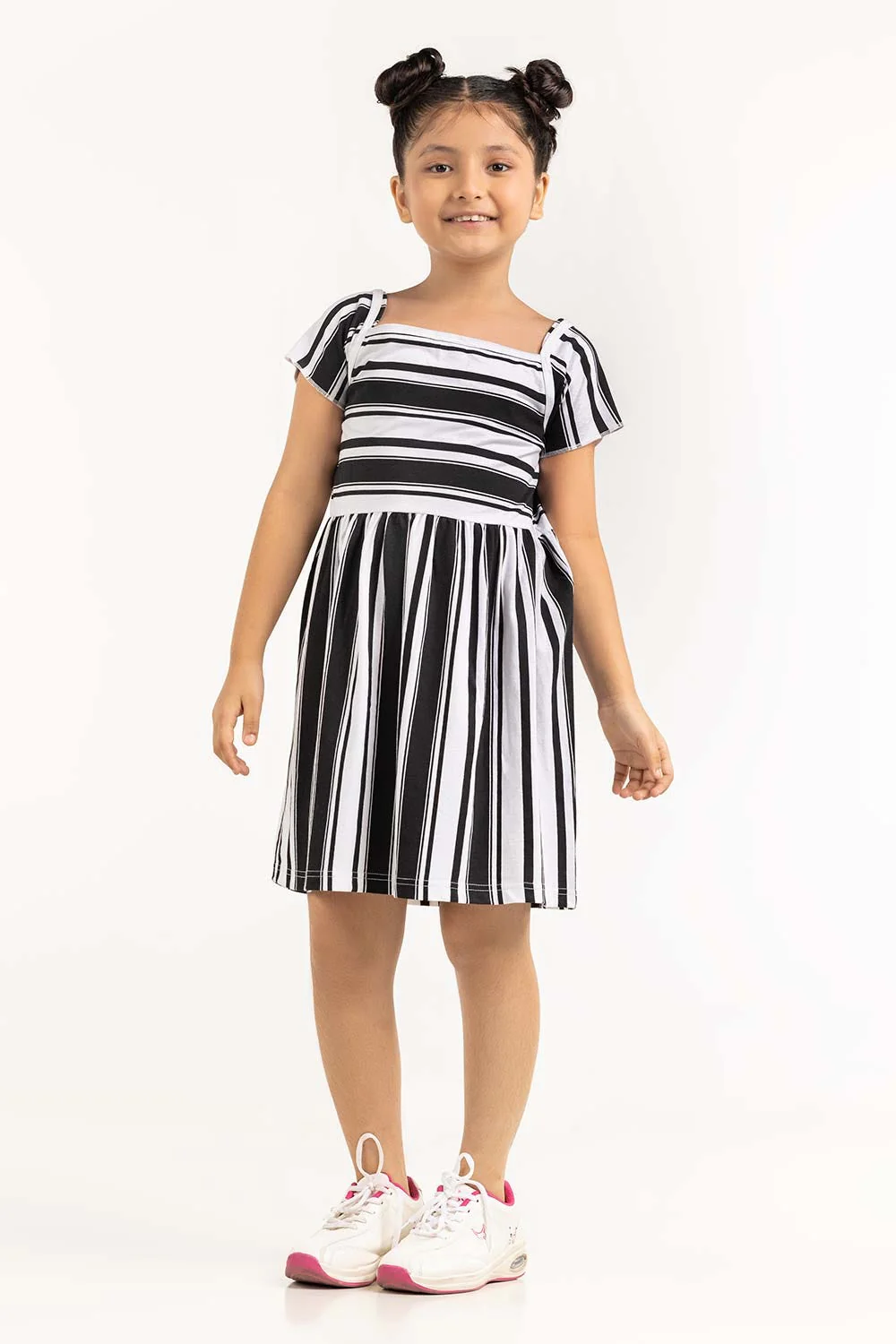 Junior Girl White And Black Dress - Image 5