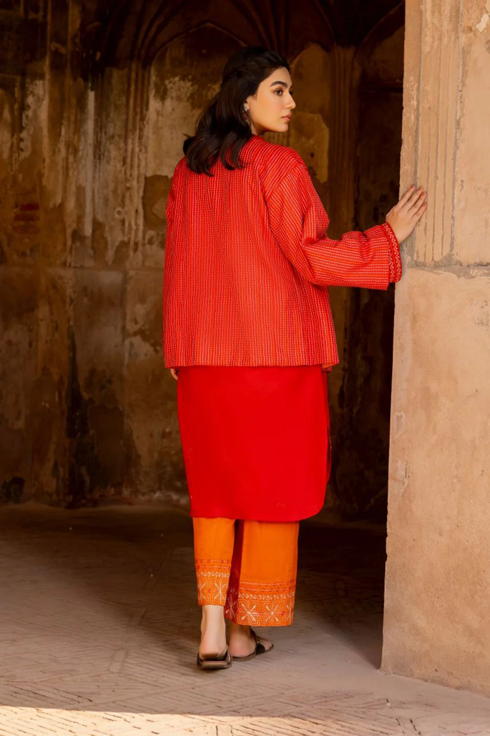 Khaddar Embroidered Crop Jacket - Image 4