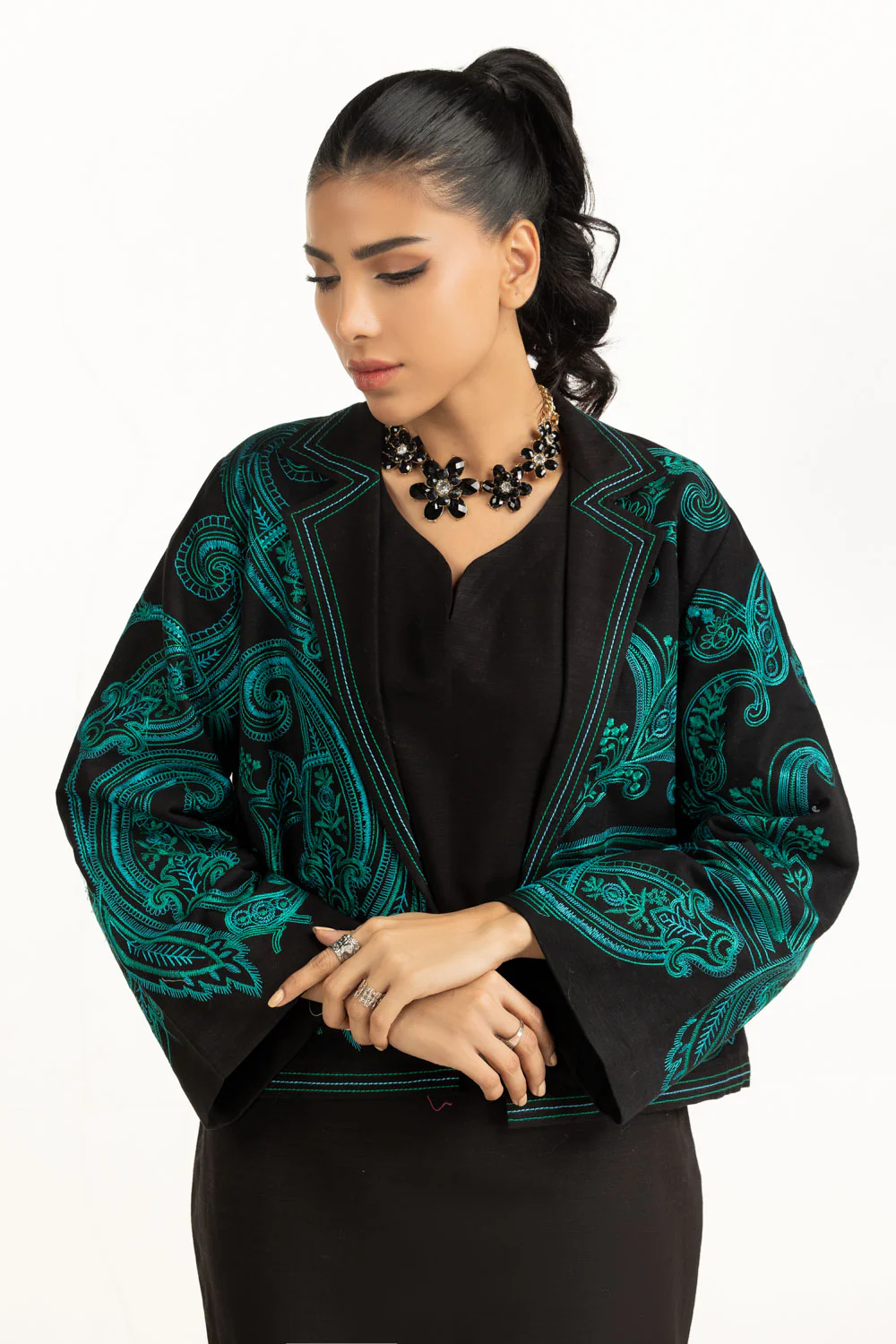 Khaddar Embroidered Waistcoat - Image 6