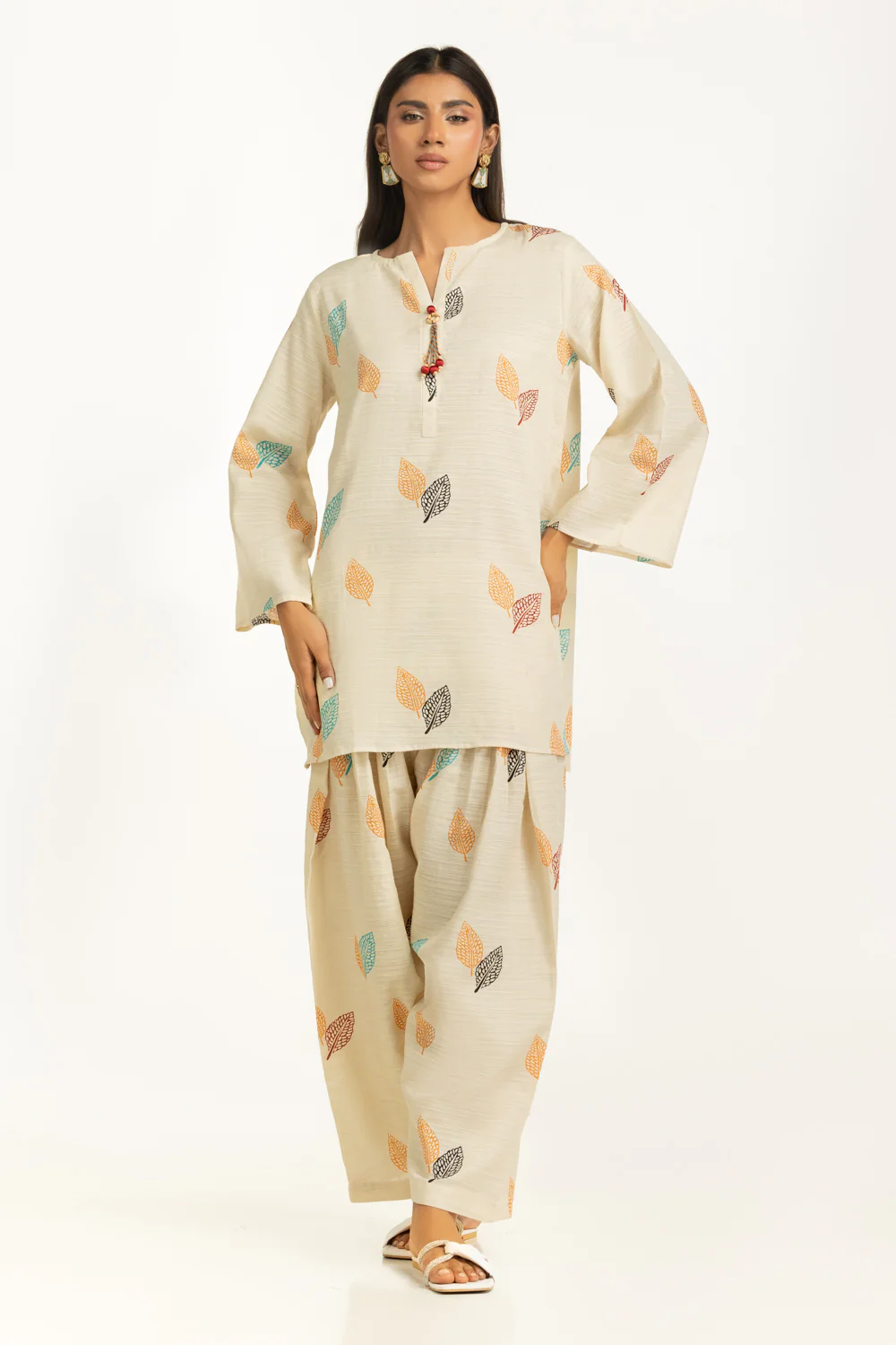 Khaddar Jacquard Slub Printed Co-Ord Set