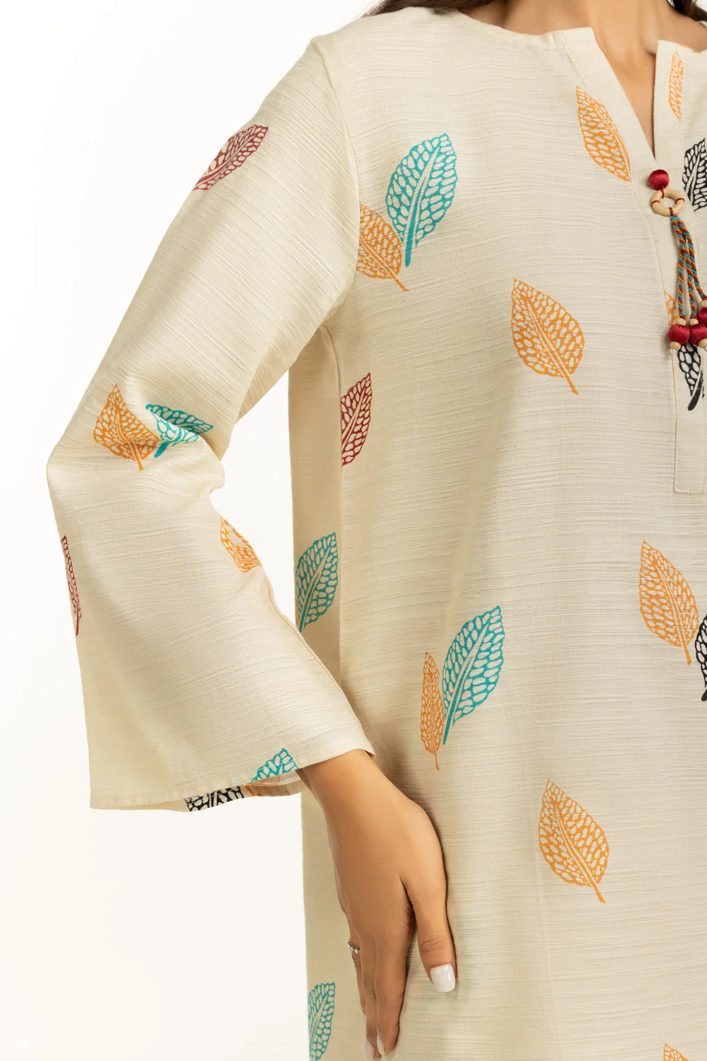 Khaddar Jacquard Slub Printed Co-Ord Set - Image 2