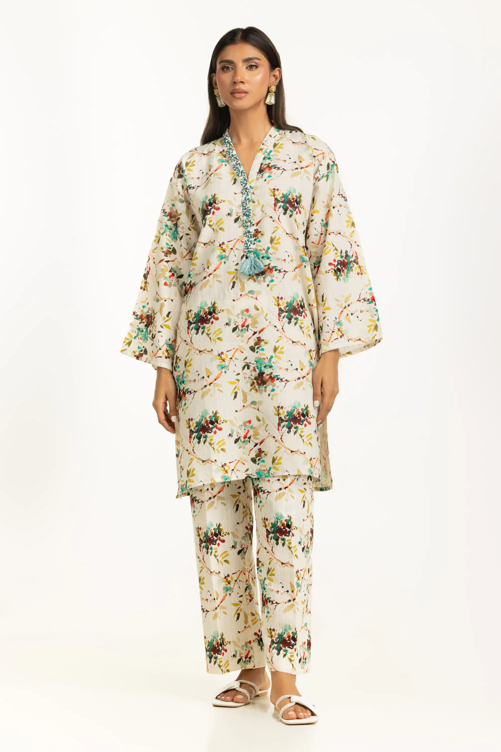 Khaddar Jacquard Slub Printed Co-Ord Set