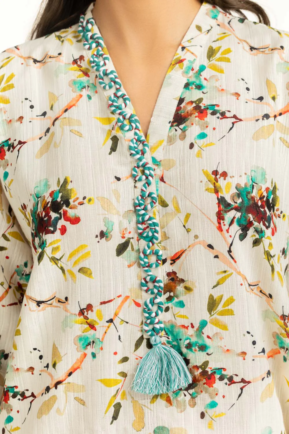 Khaddar Jacquard Slub Printed Co-Ord Set - Image 2