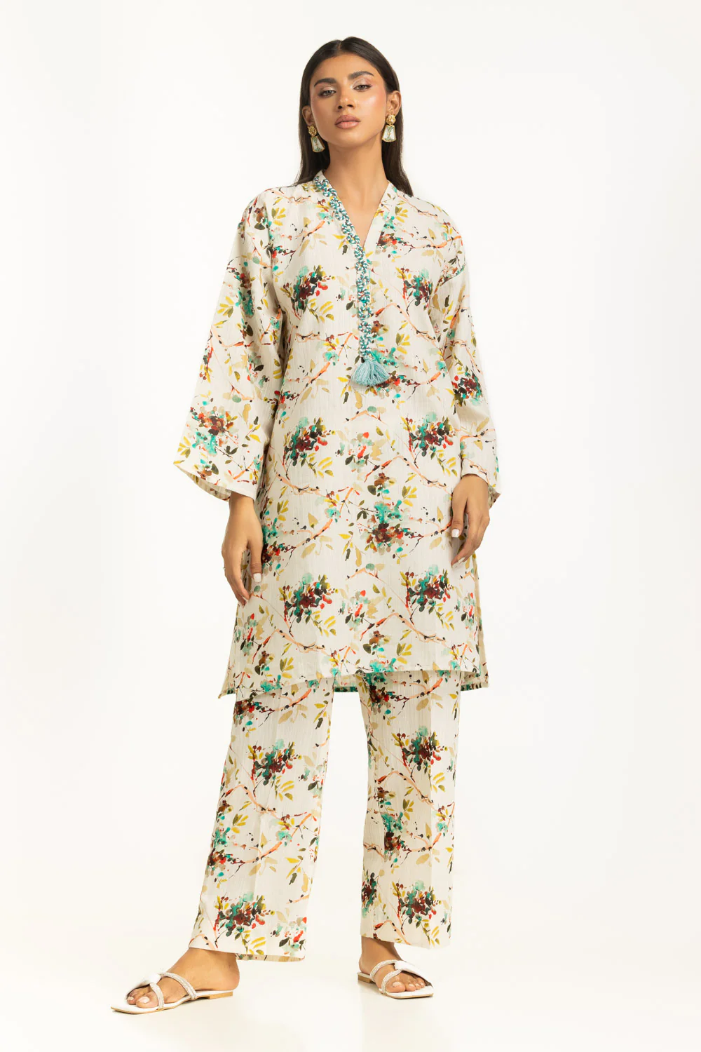 Khaddar Jacquard Slub Printed Co-Ord Set - Image 3
