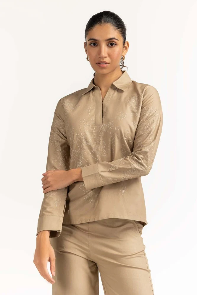 Khaki Basic Blouse - Image 2