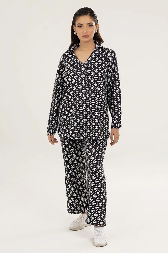 Knitted Blended Print Shirt