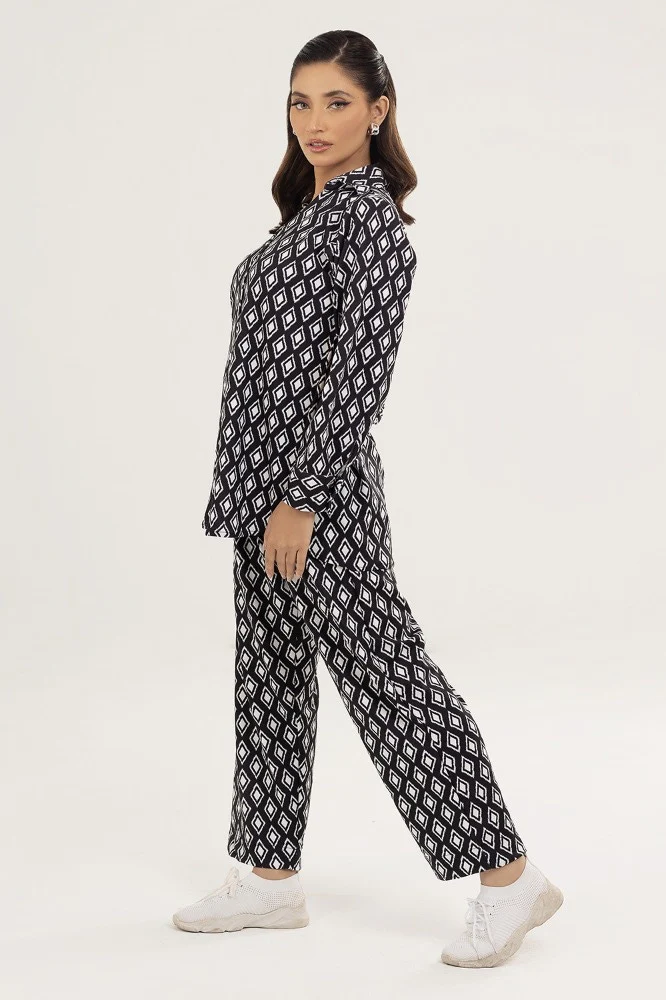 Knitted Blended Print Shirt - Image 4