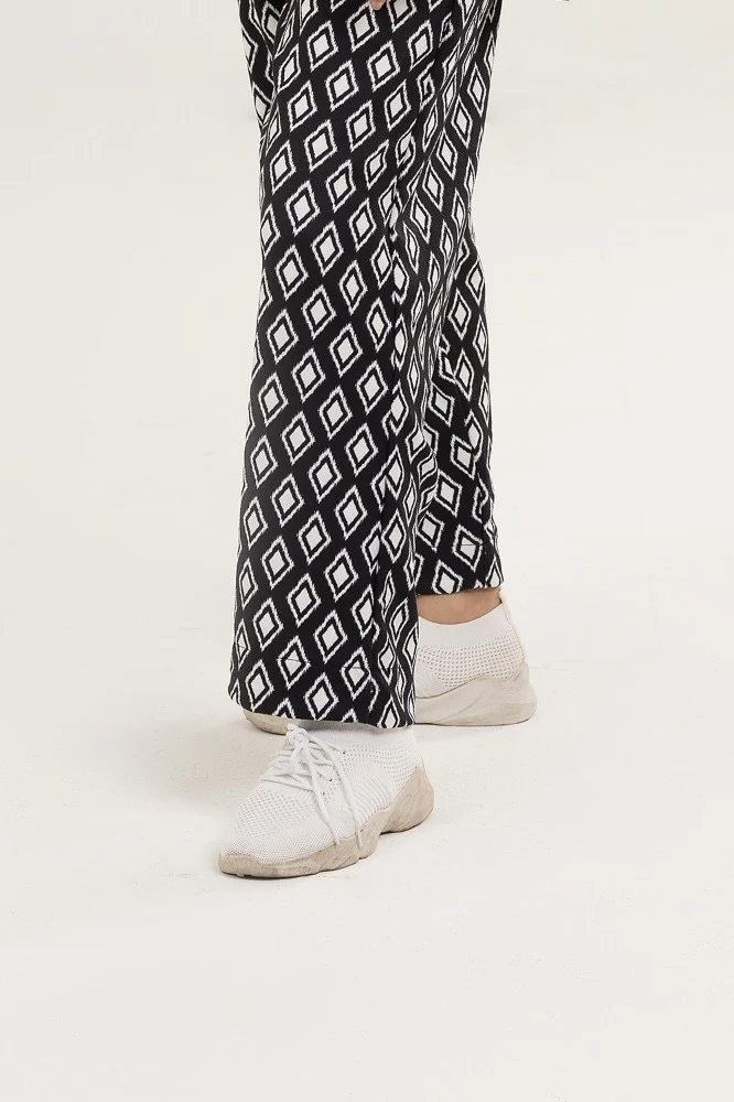 Knitted Blended Print Trouser
