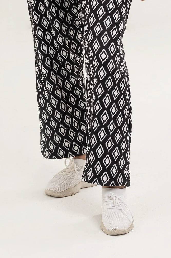 Knitted Blended Print Trouser - Image 3