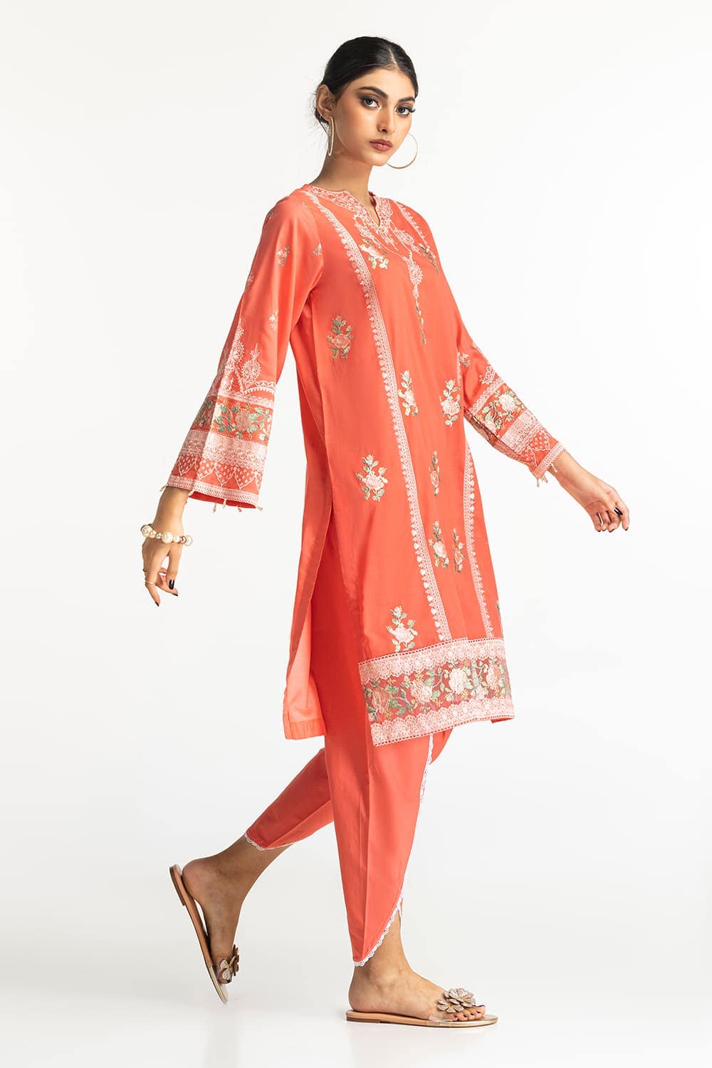 Lawn Embroidered Shirt And Tulip Shalwar - Image 4
