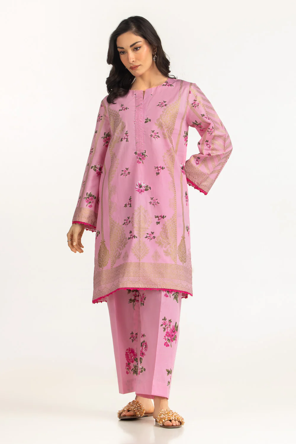 Lawn Gold Printed Co-Ord Set - Image 3