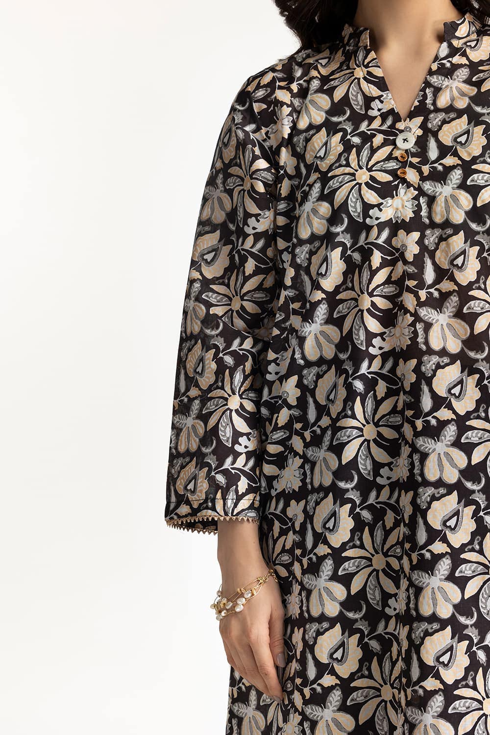 Lawn Gold Printed Shirt - Image 2