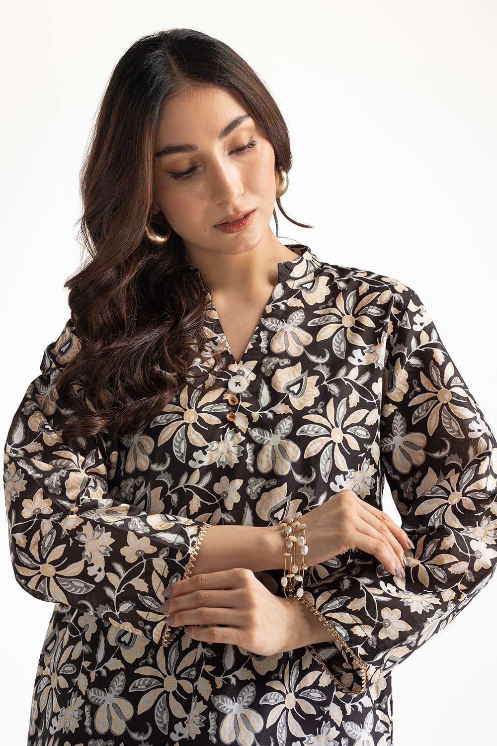 Lawn Gold Printed Shirt - Image 3