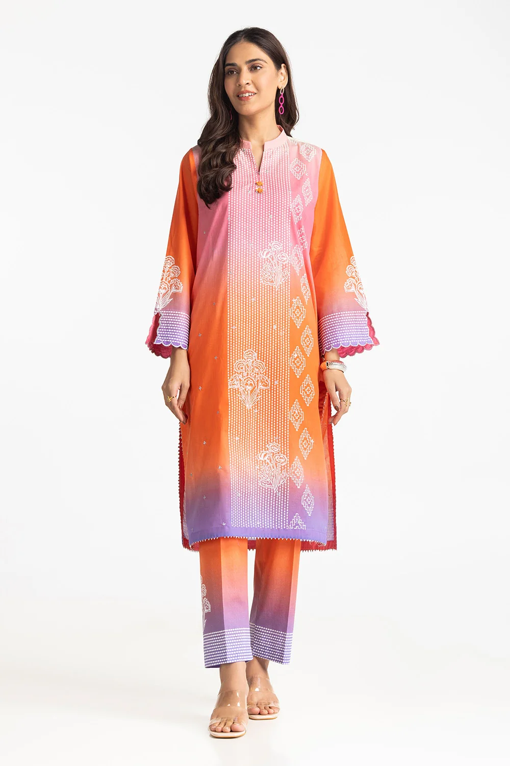 Lawn Lacquer Printed With Embroidered Shirt And Printed Trouser