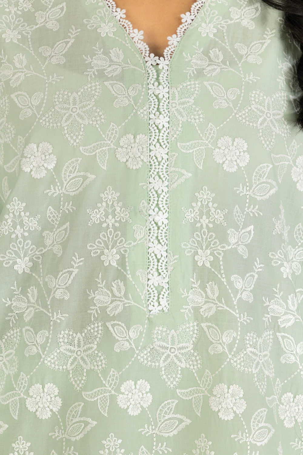 Lawn Schiffli Embroidered Shirt And Dyed Trouser IUSTTS-637 - Image 2