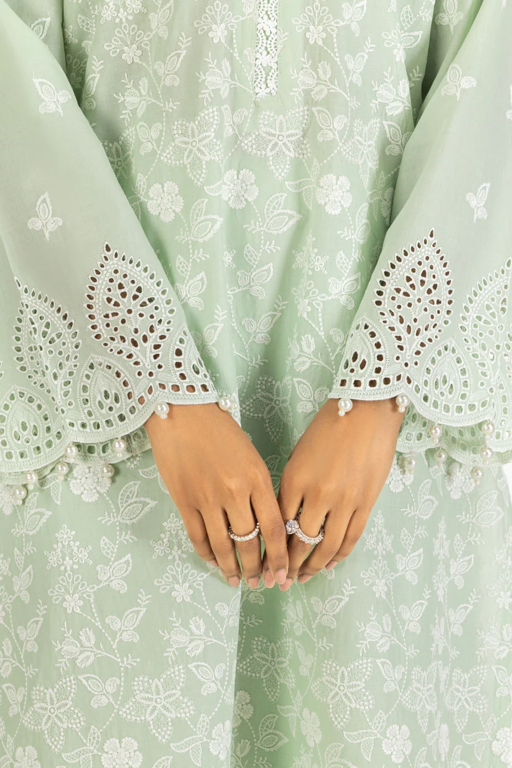 Lawn Schiffli Embroidered Shirt And Dyed Trouser IUSTTS-637 - Image 3