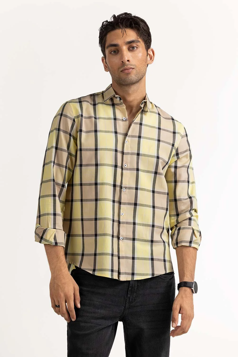 Lemon Yarn Dyed Checkered Casual Shirt - Image 2