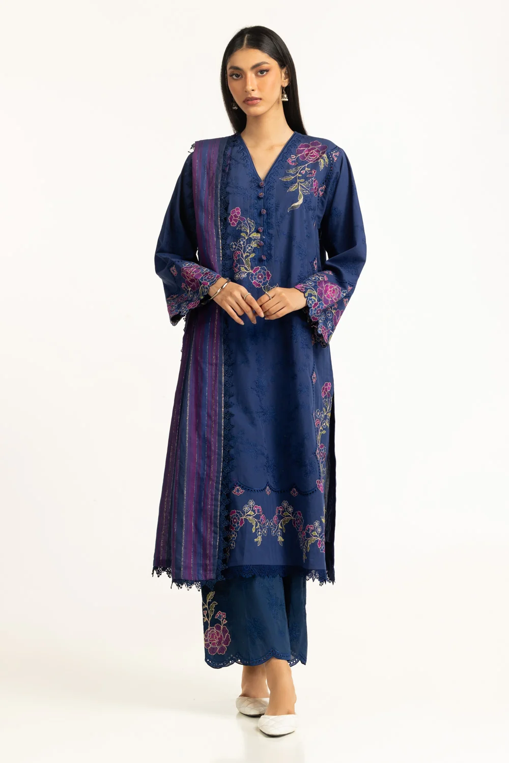 Leno Karha Lurex Embellished Dupatta - Image 2
