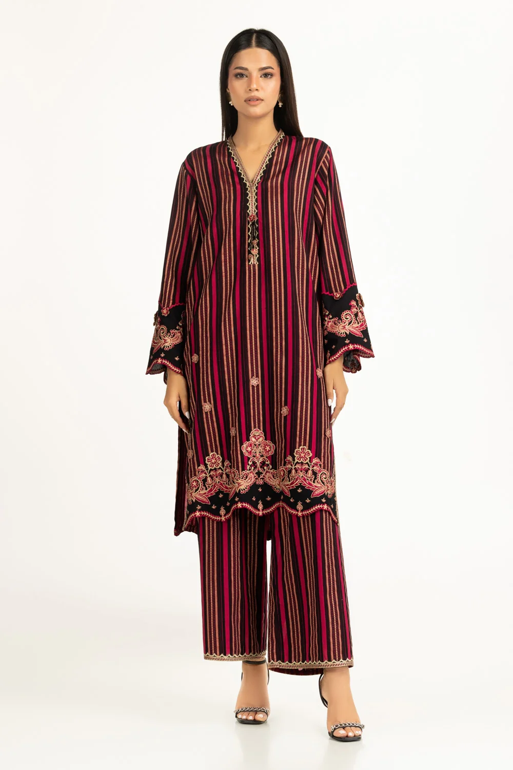 Leno Karha Lurex Embroidered Shirt And Trouser